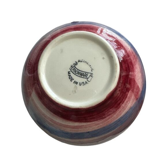 Vintage Vernon Kilns Red White Blue Plaid Mid Century Coffee Pot Pitcher Calico - Picture 7 of 9